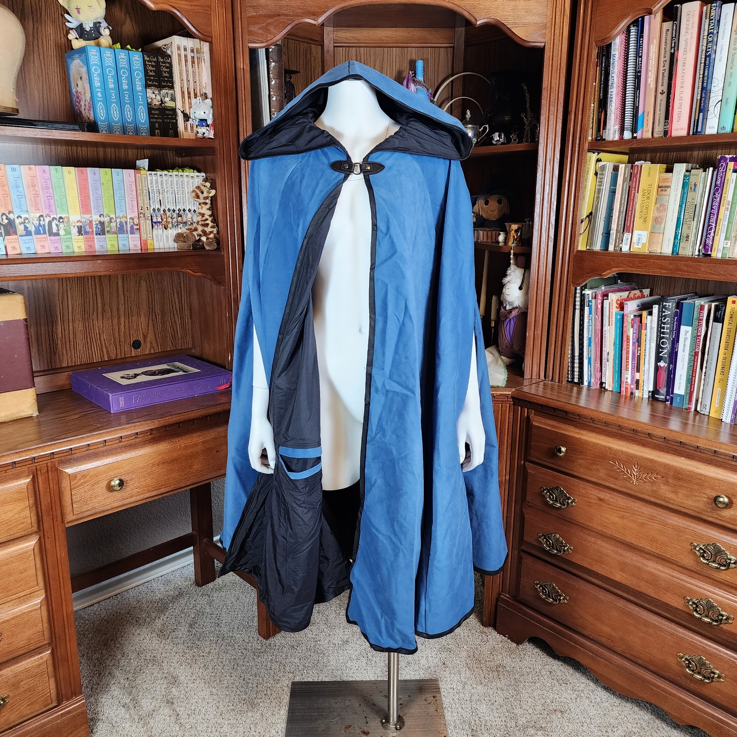 Traveler's Cloak- Slate Blue with Black Lining