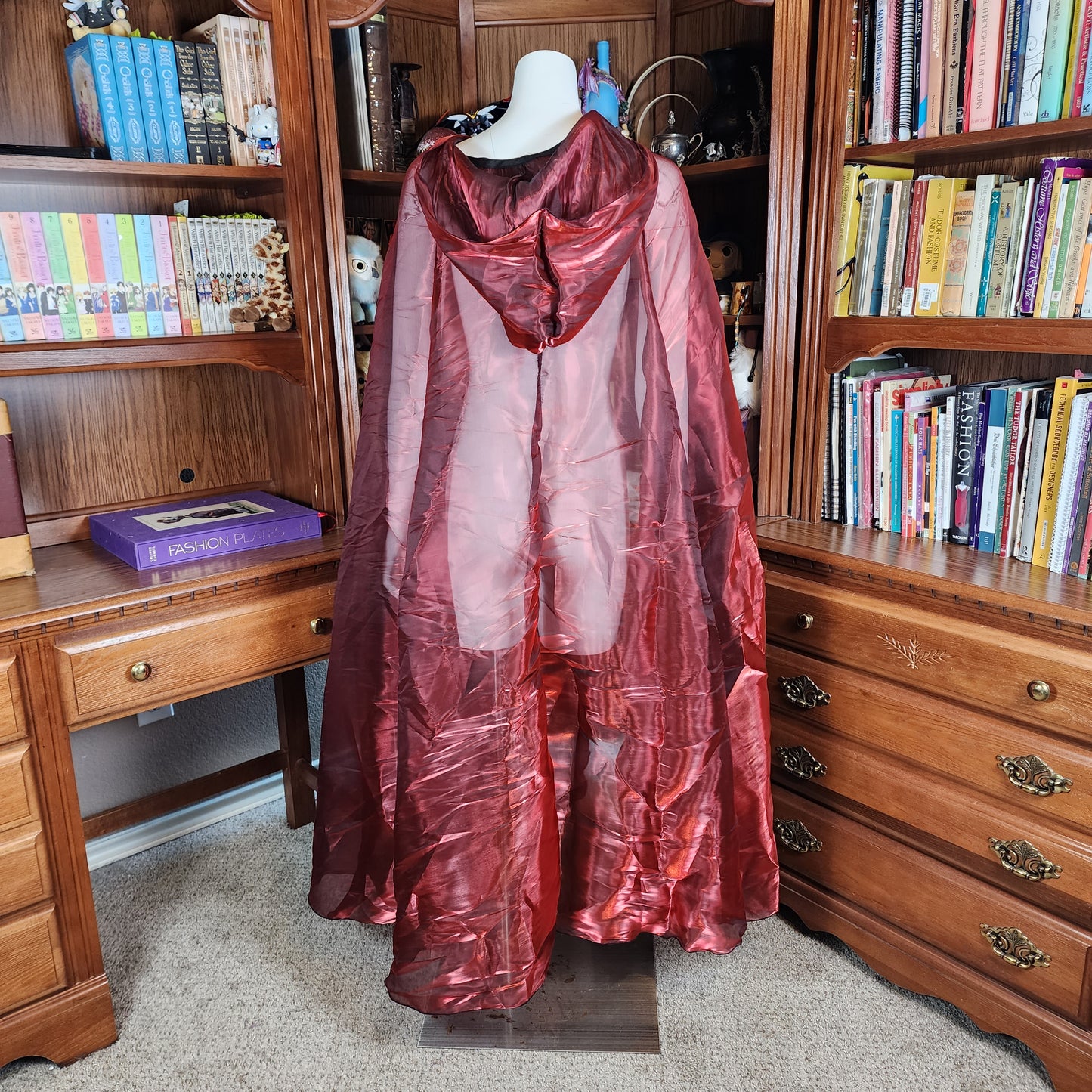 Fae Shimmer Cloak- Red/Black Iridescent Metallic Organza