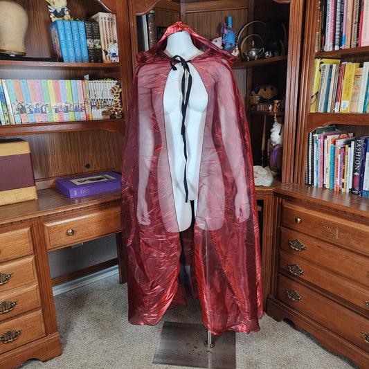 Fae Shimmer Cloak- Red/Black Iridescent Metallic Organza