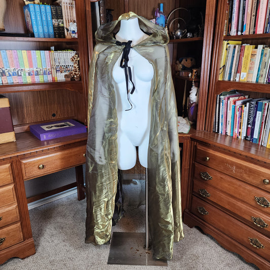 Fae Shimmer Cloak- Olive Iridescent Metallic Organza