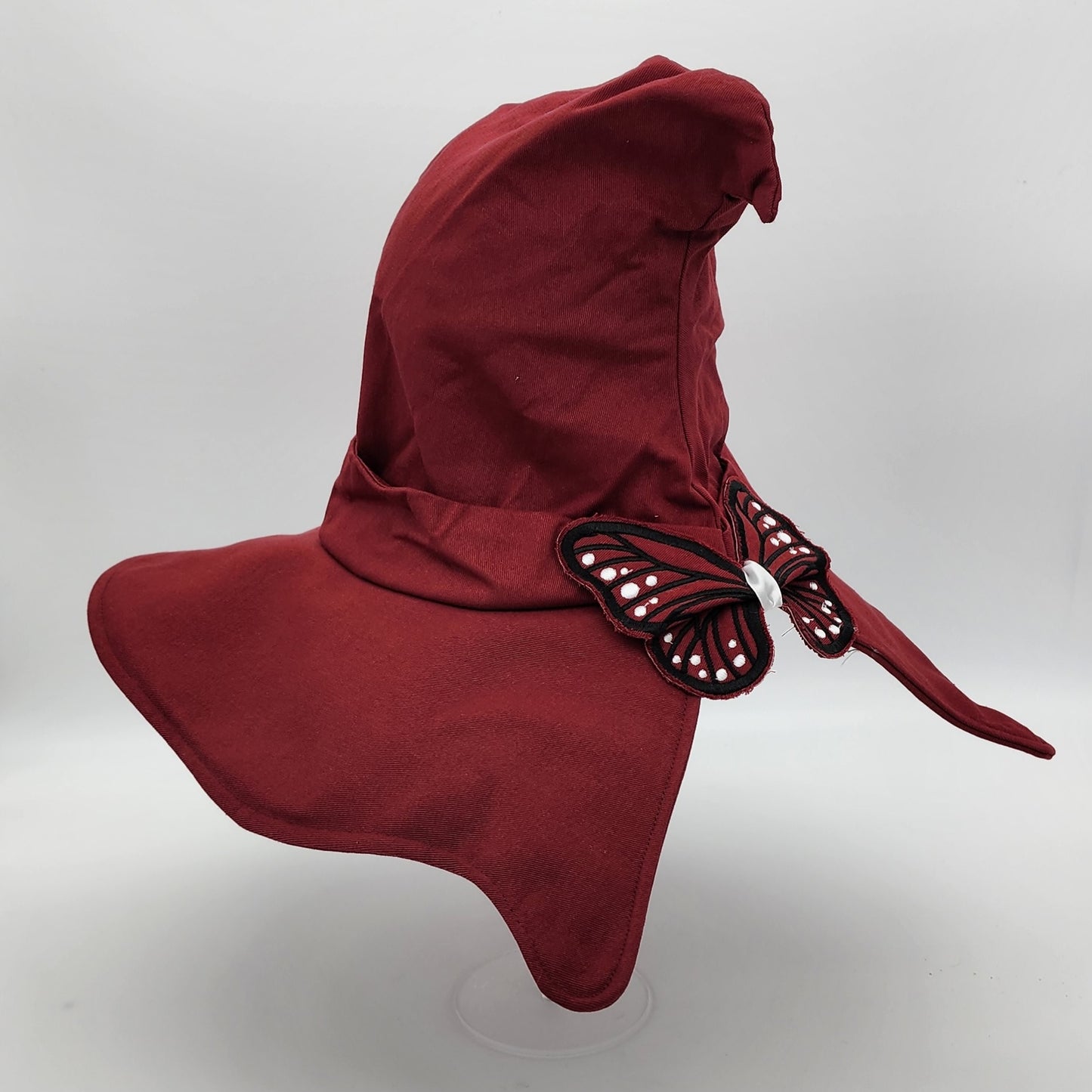 Butterfly Witch Hat- Red with Black and White Embroidery