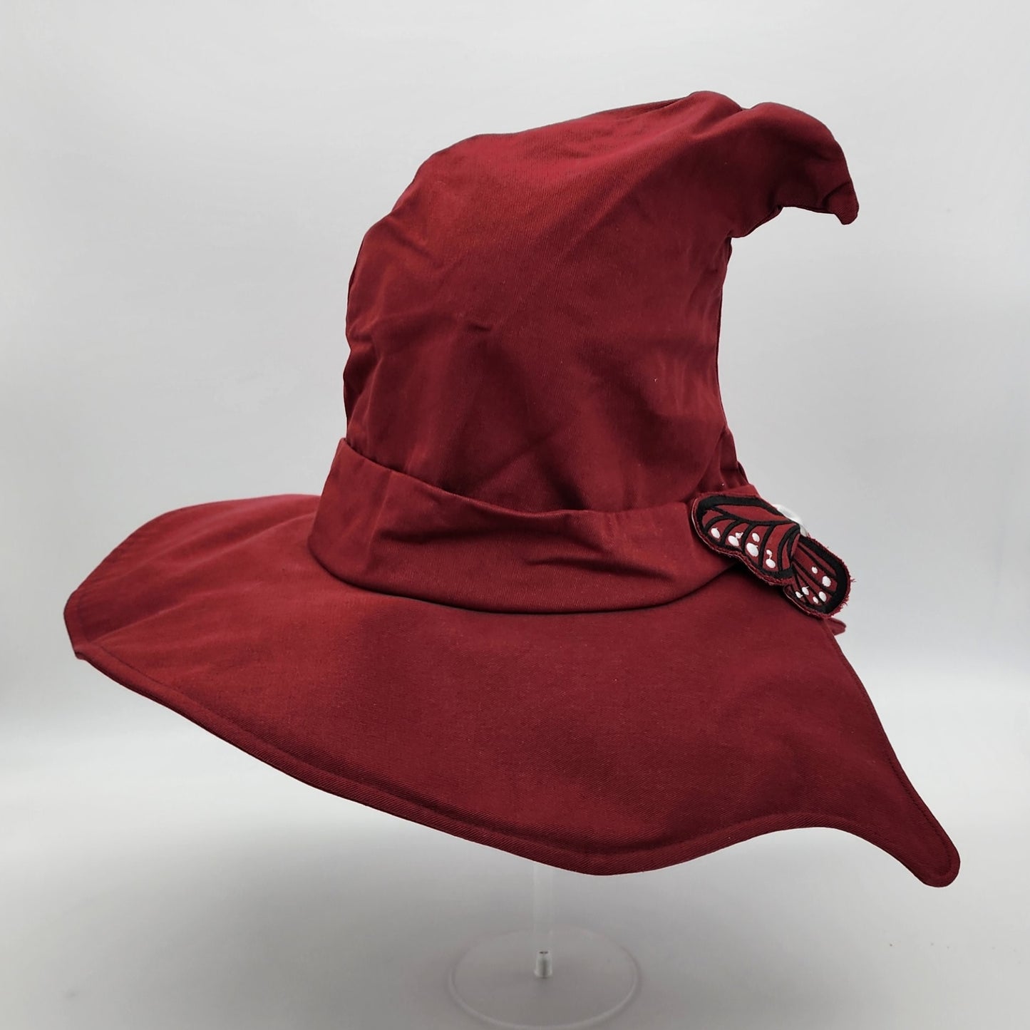 Butterfly Witch Hat- Red with Black and White Embroidery