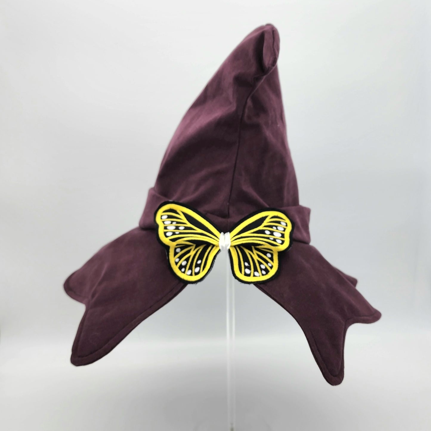 Butterfly Witch Hat- Plum with Gold and White Embroidery