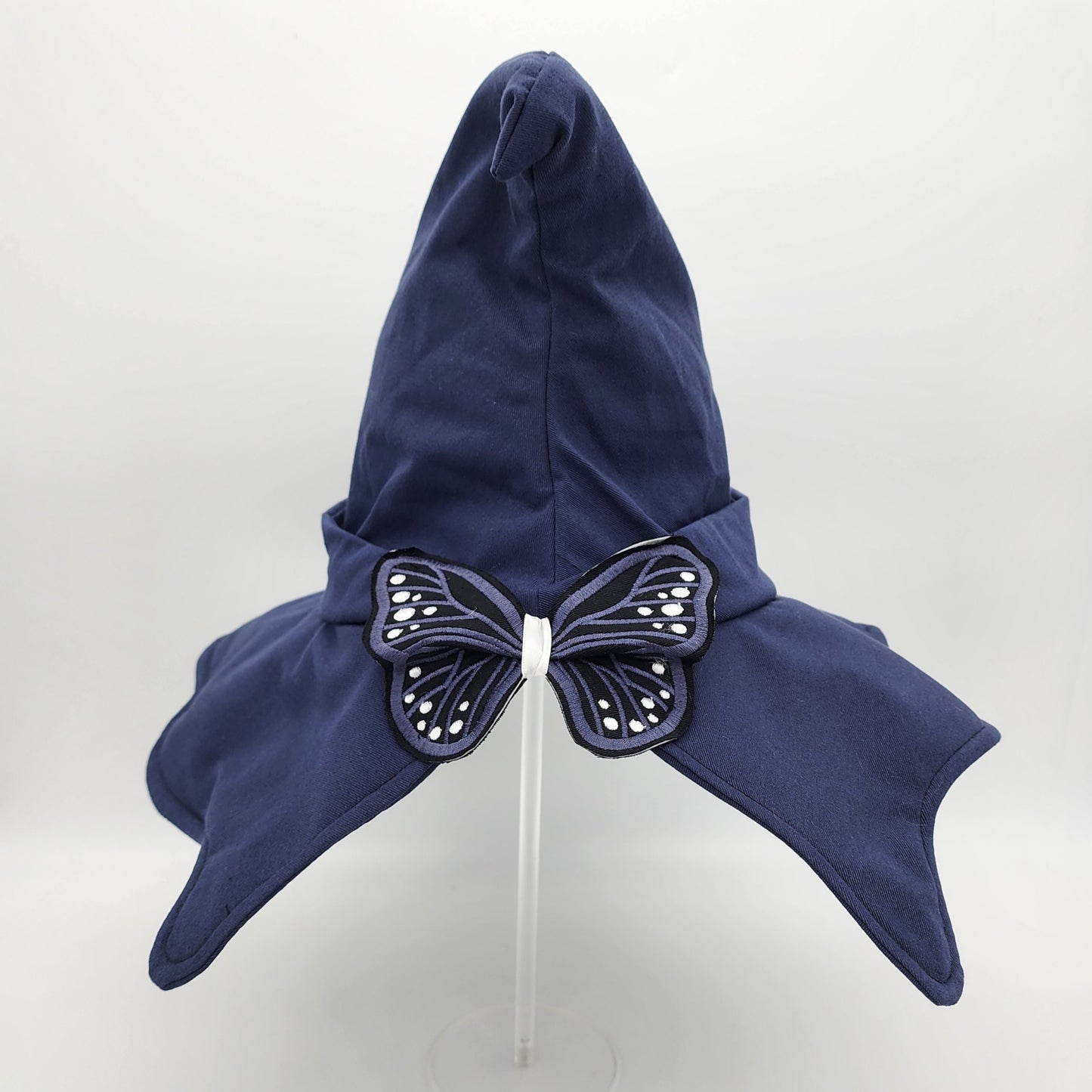 Butterfly Witch Hat- Navy with Navy and White Embroidery