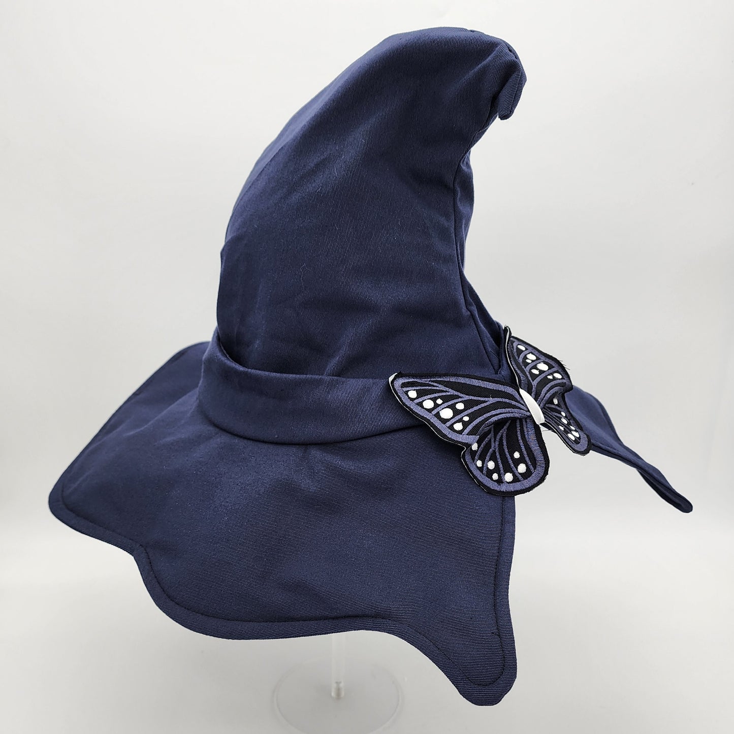 Butterfly Witch Hat- Navy with Navy and White Embroidery