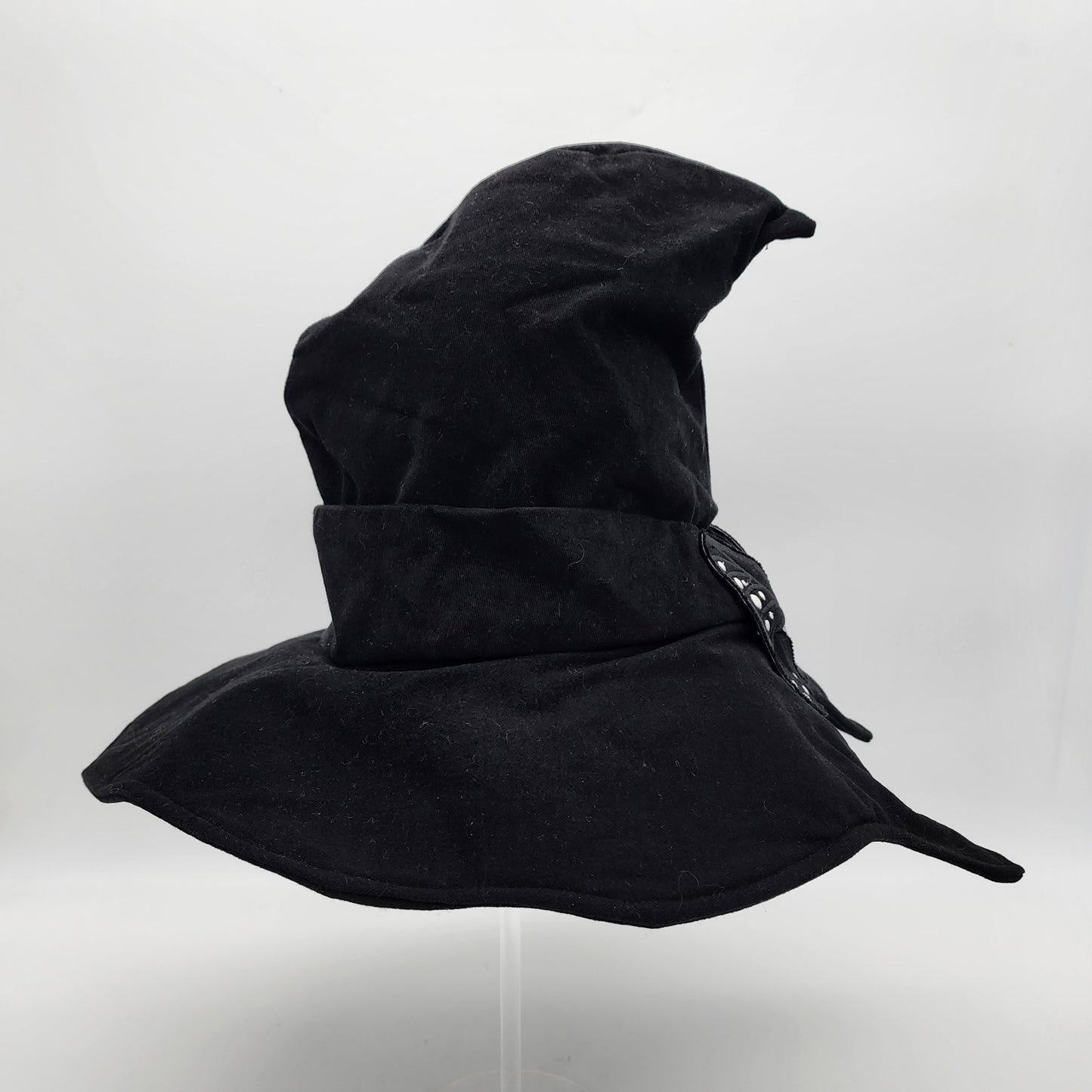 Butterfly Witch Hat- Black with Black and White Embroidery