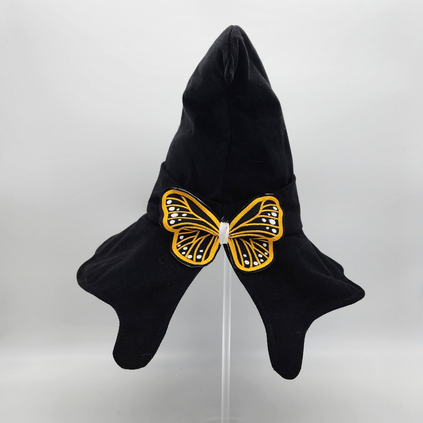 Butterfly Witch Hat- Black with Gold and White Embroidery