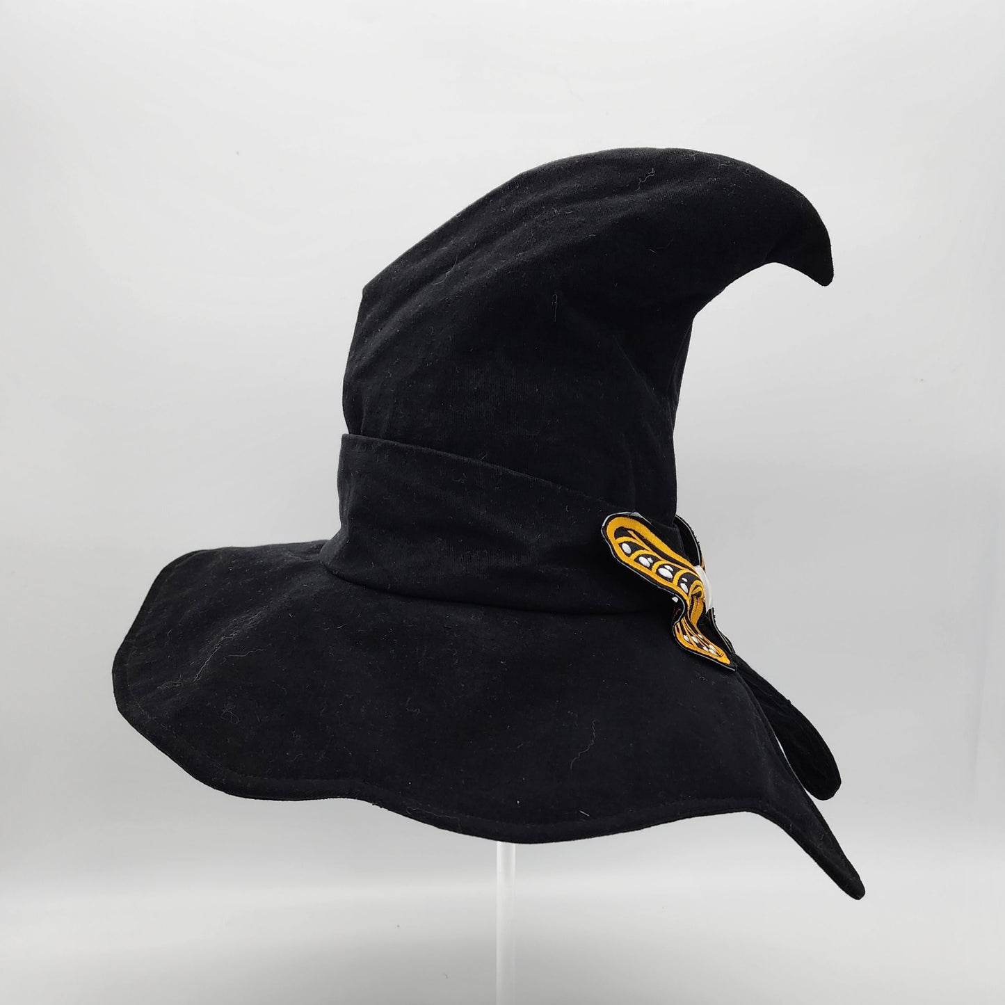 Butterfly Witch Hat- Black with Gold and White Embroidery
