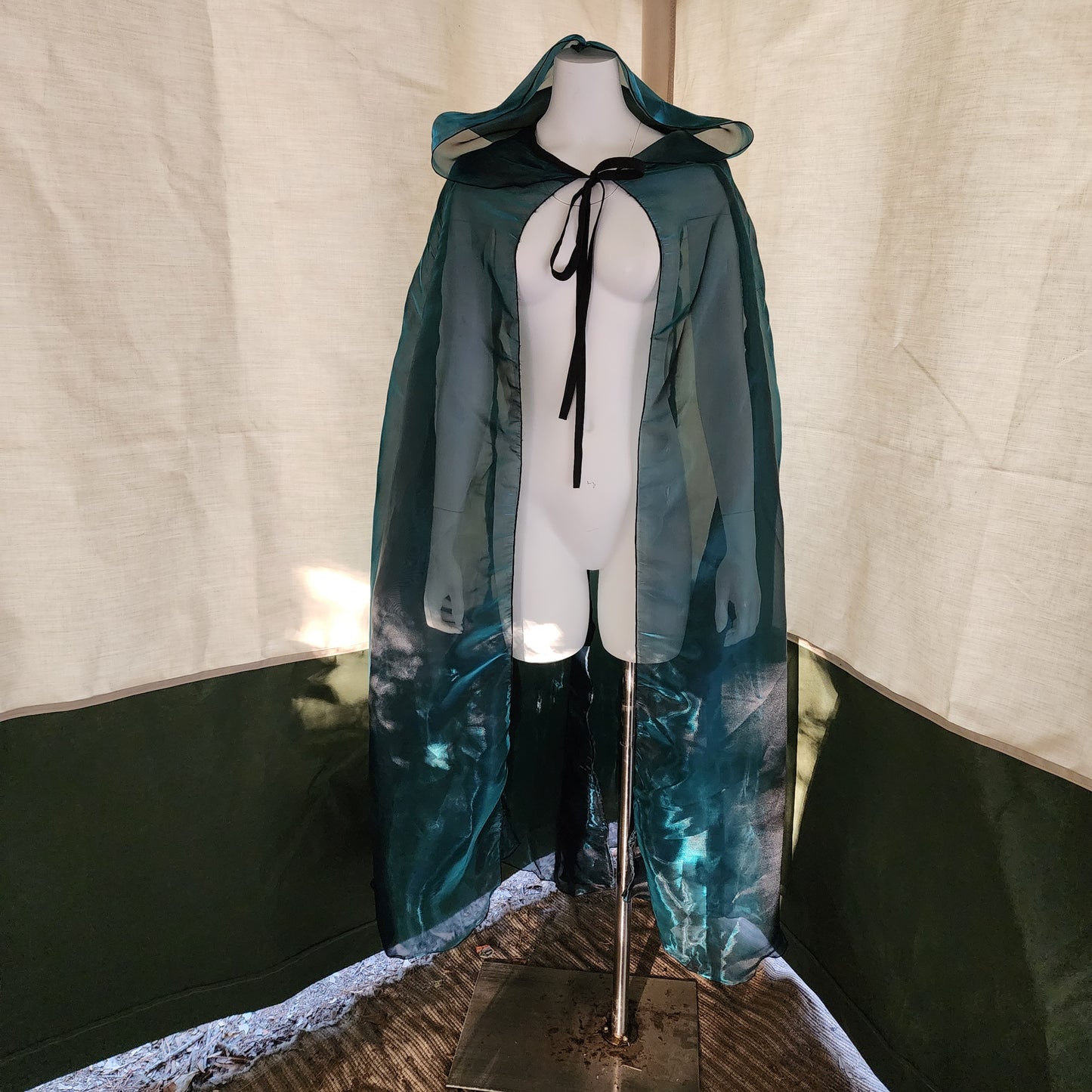 Fae Shimmer Cloak- Green Iridescent Metallic Organza
