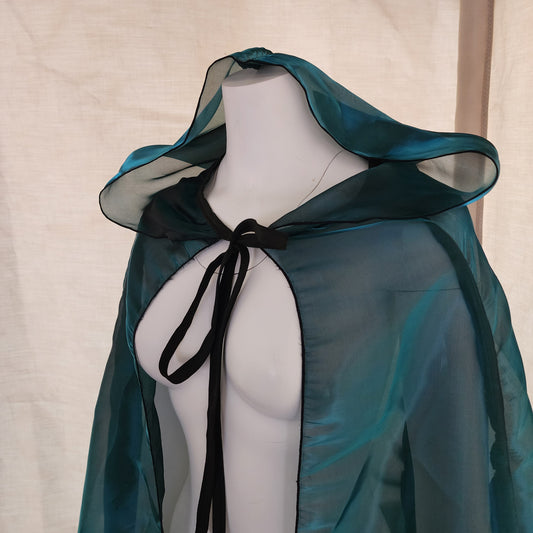 Fae Shimmer Cloak- Green Iridescent Metallic Organza