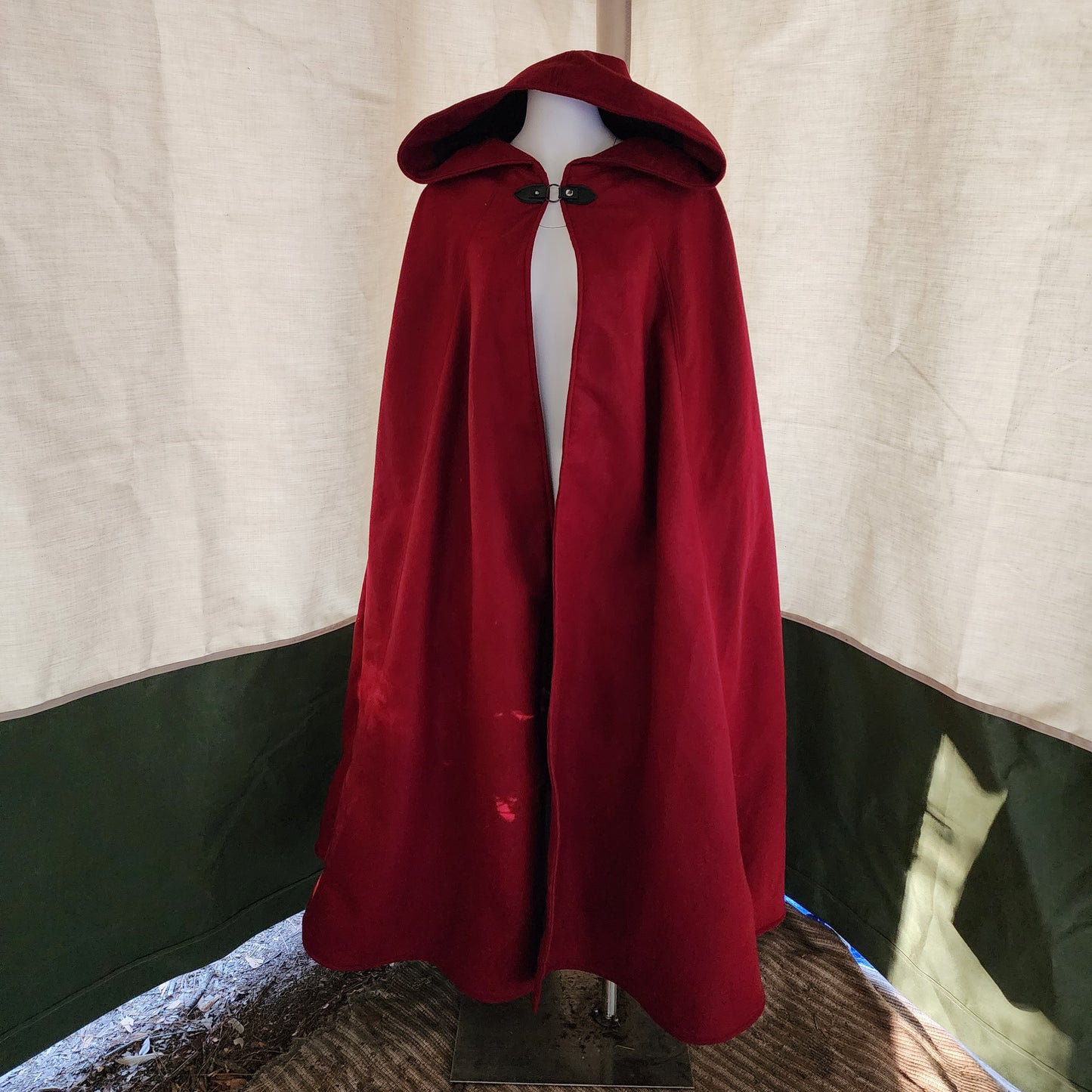 Winter Wanderer Cloak- Burgundy Cloak with Black Water Resistant Lining