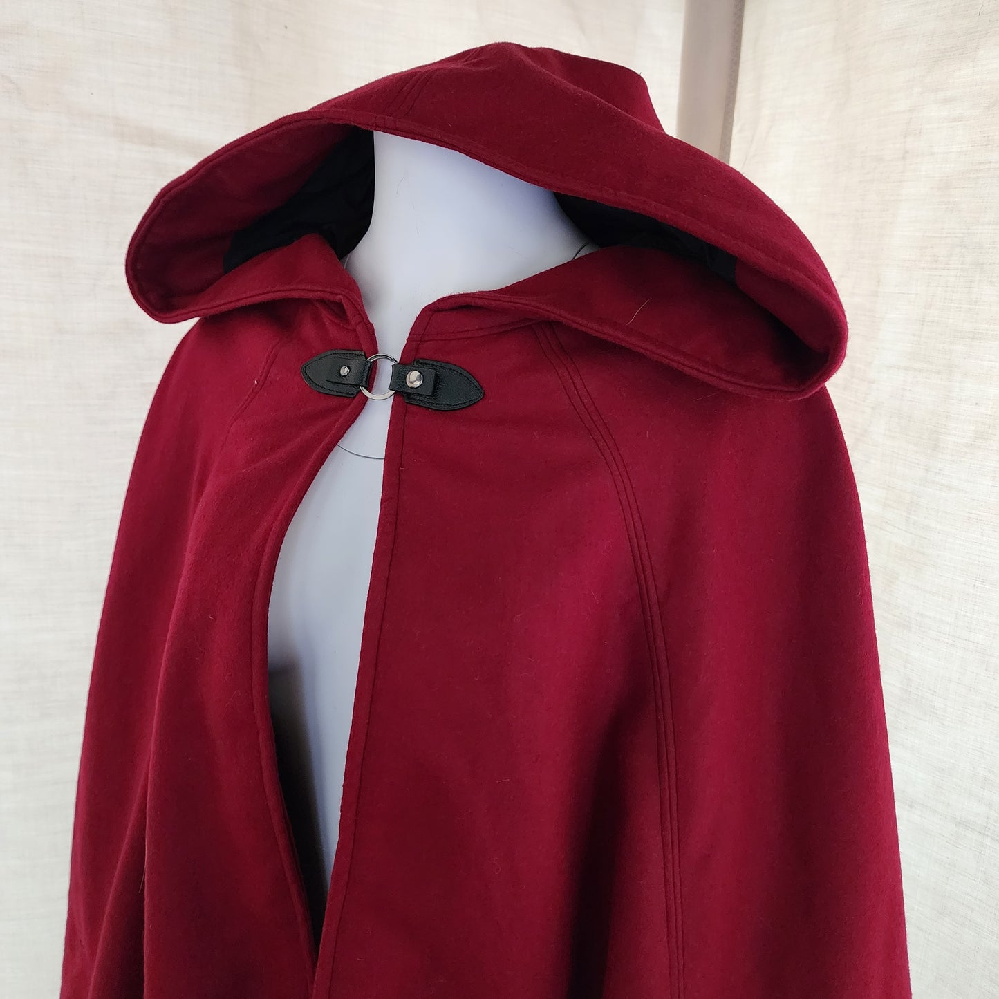 Winter Wanderer Cloak- Burgundy Cloak with Black Water Resistant Lining