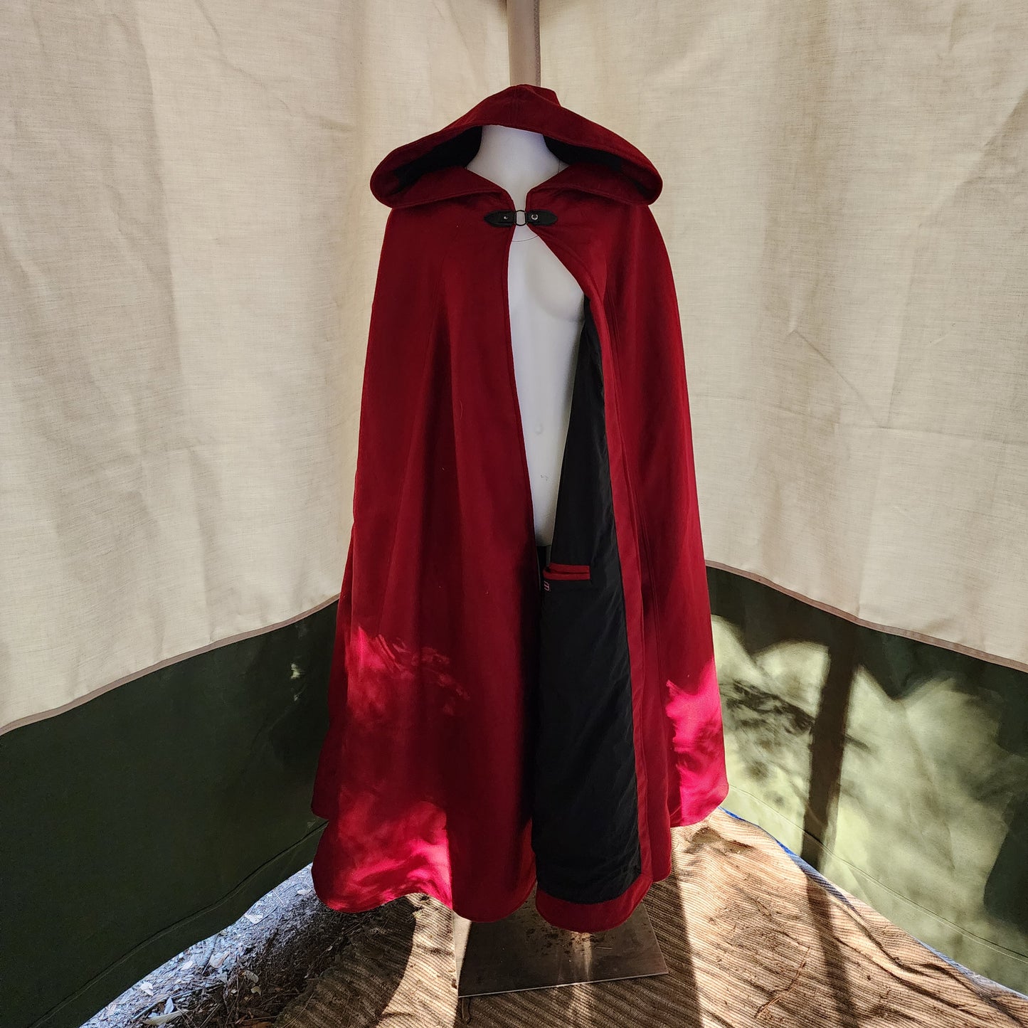 Winter Wanderer Cloak- Burgundy Cloak with Black Water Resistant Lining