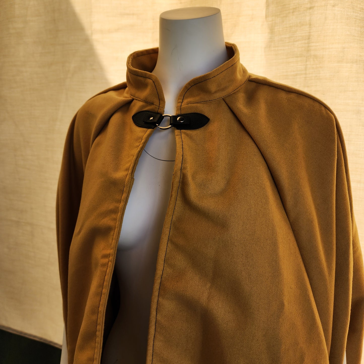 Market Day Cape- Yellow Mid-Length Cape with Collar and Arm Slits