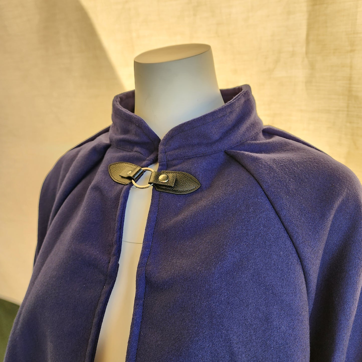 Market Day Cape- Navy Mid-Length Cape with Collar and Arm Slits