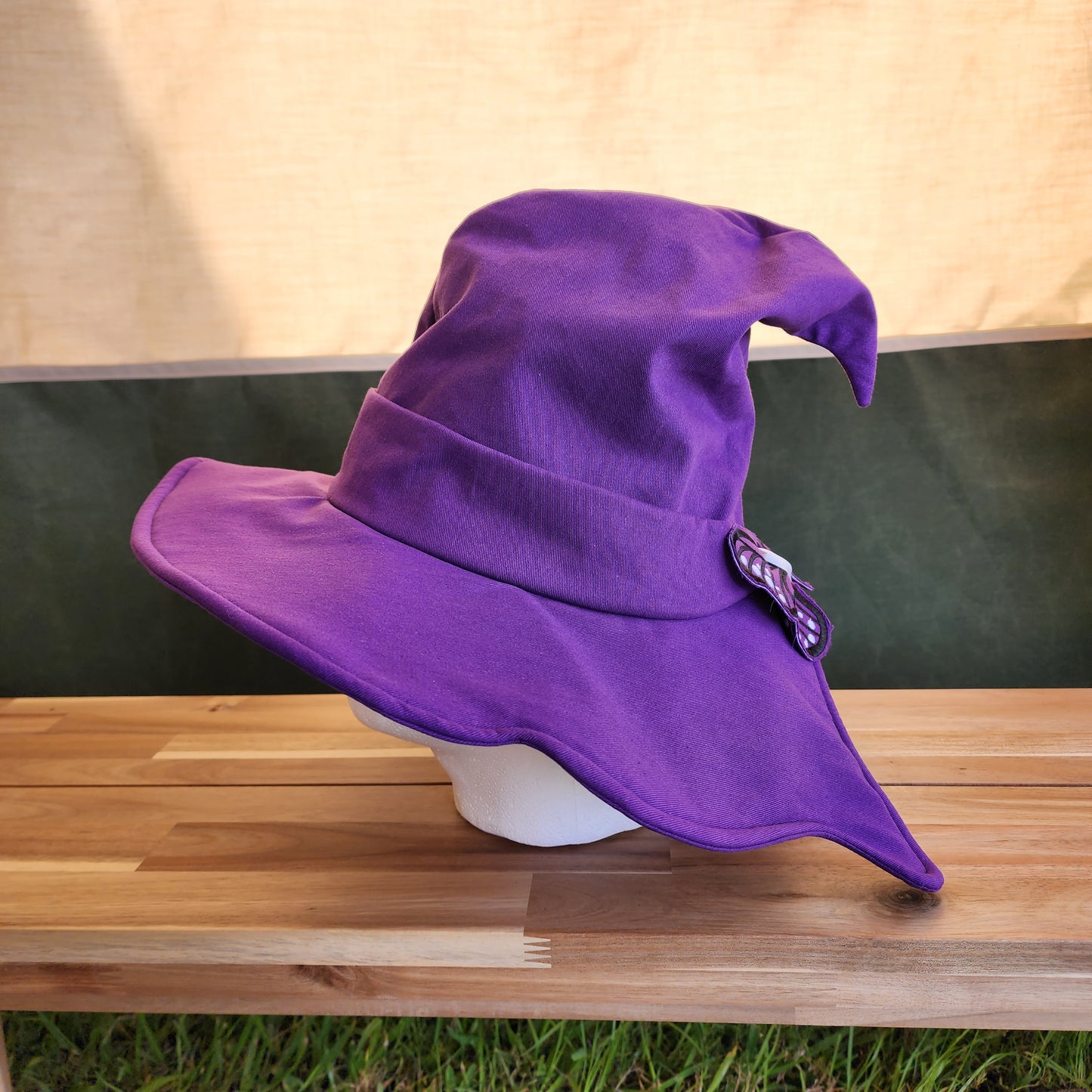 Butterfly Witch Hat- Royal Purple with Black and White Embroidery