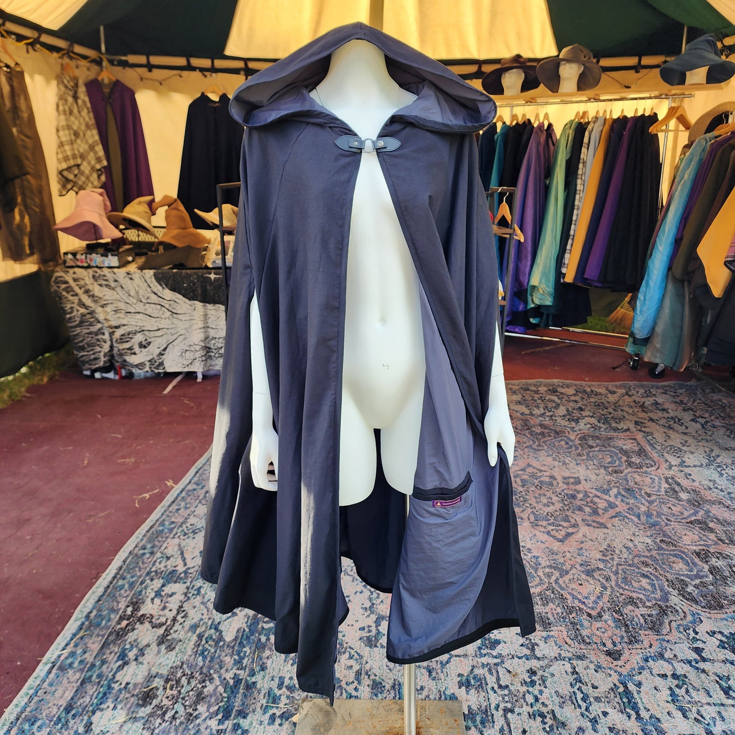 Traveler's Cloak- Black with Grey Lining