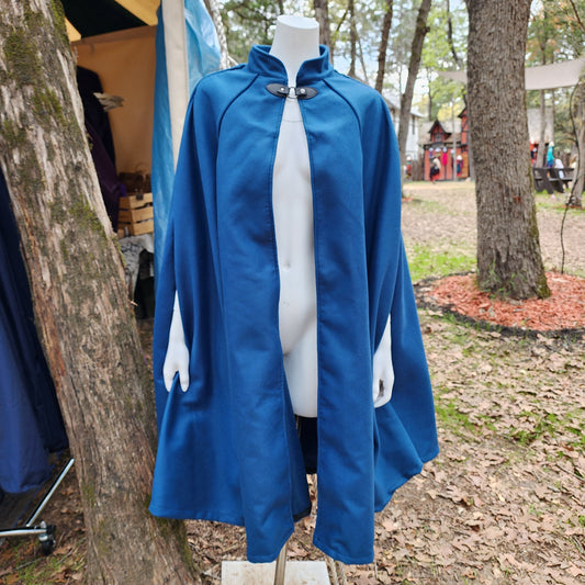 Market Day Cape- Teal Mid-Length Cape with Collar and Arm Slits