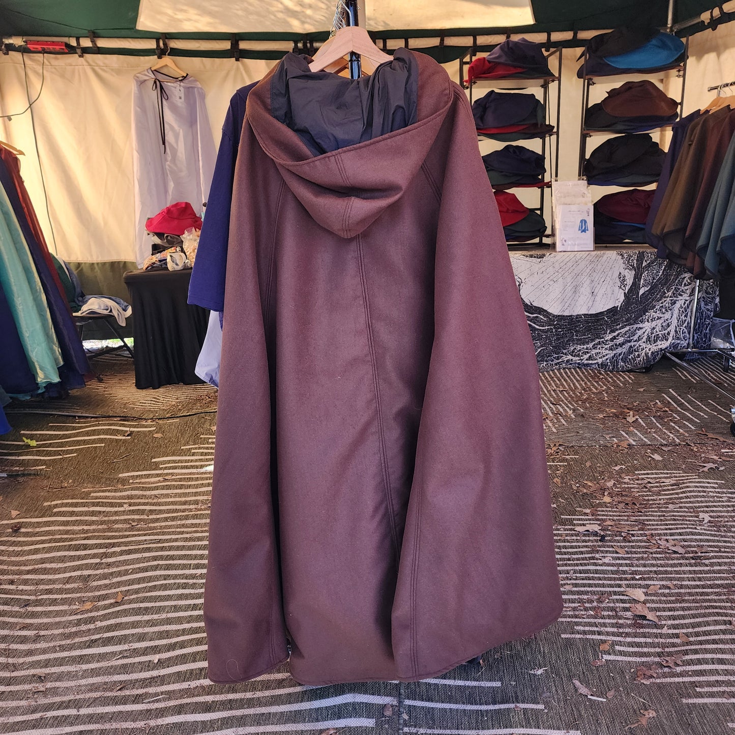 Winter Wanderer Cloak- Dark Brown circle cloak with Black water resistant lining
