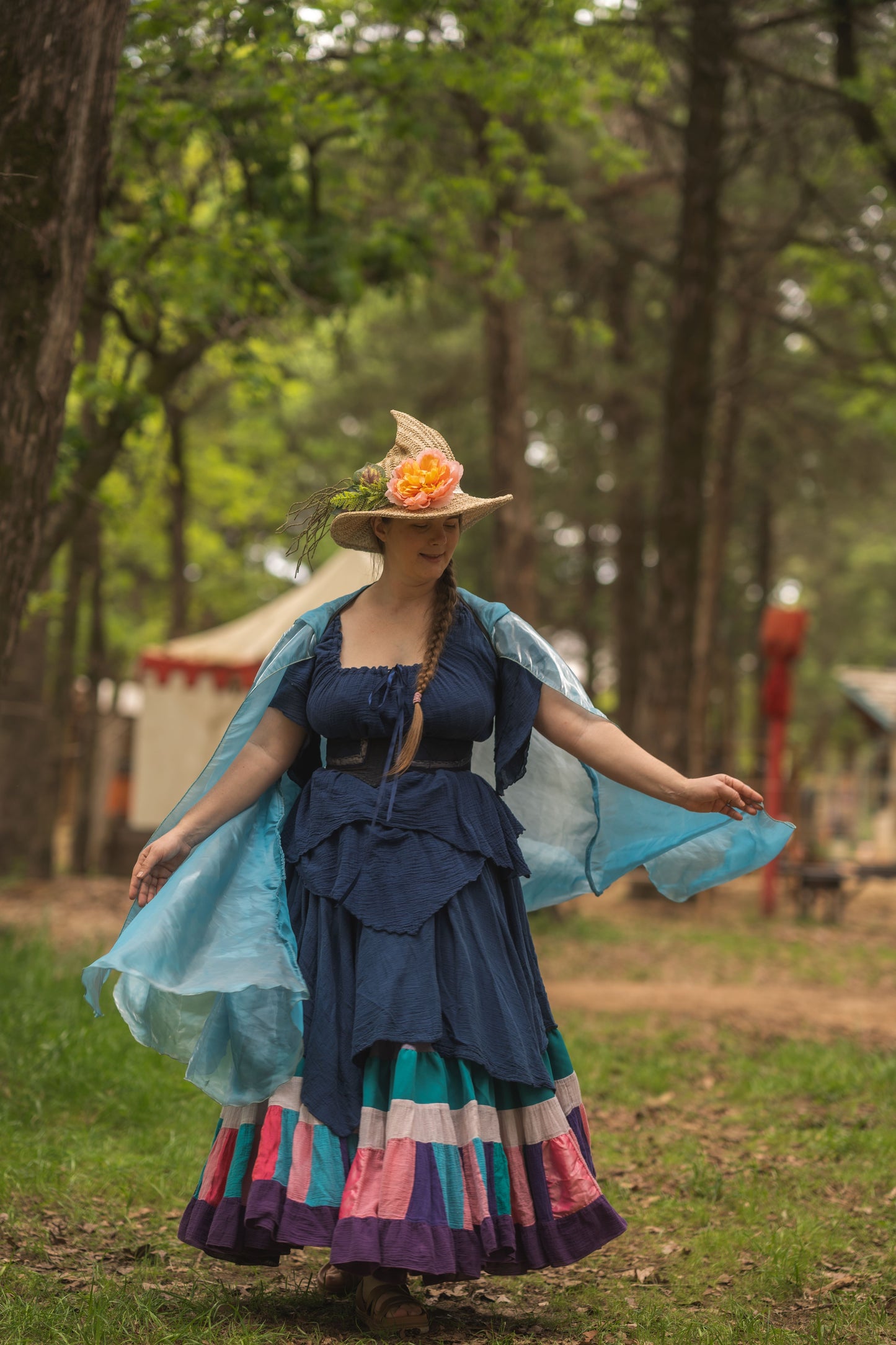 Fae Shimmer Cloak- Aqua Iridescent Metallic Organza