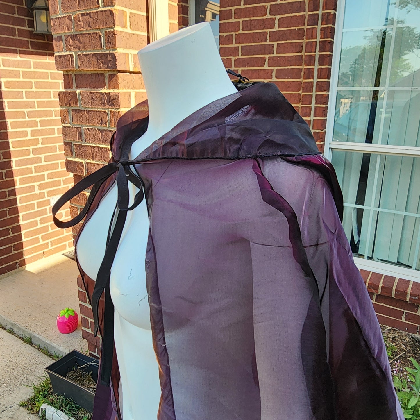 Fae Shimmer Cloak- Plum/Black Iridescent Metallic Organza