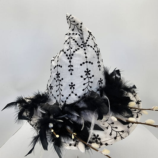 Baby Birds and Black Eyelet Floral Merry Mage Hat