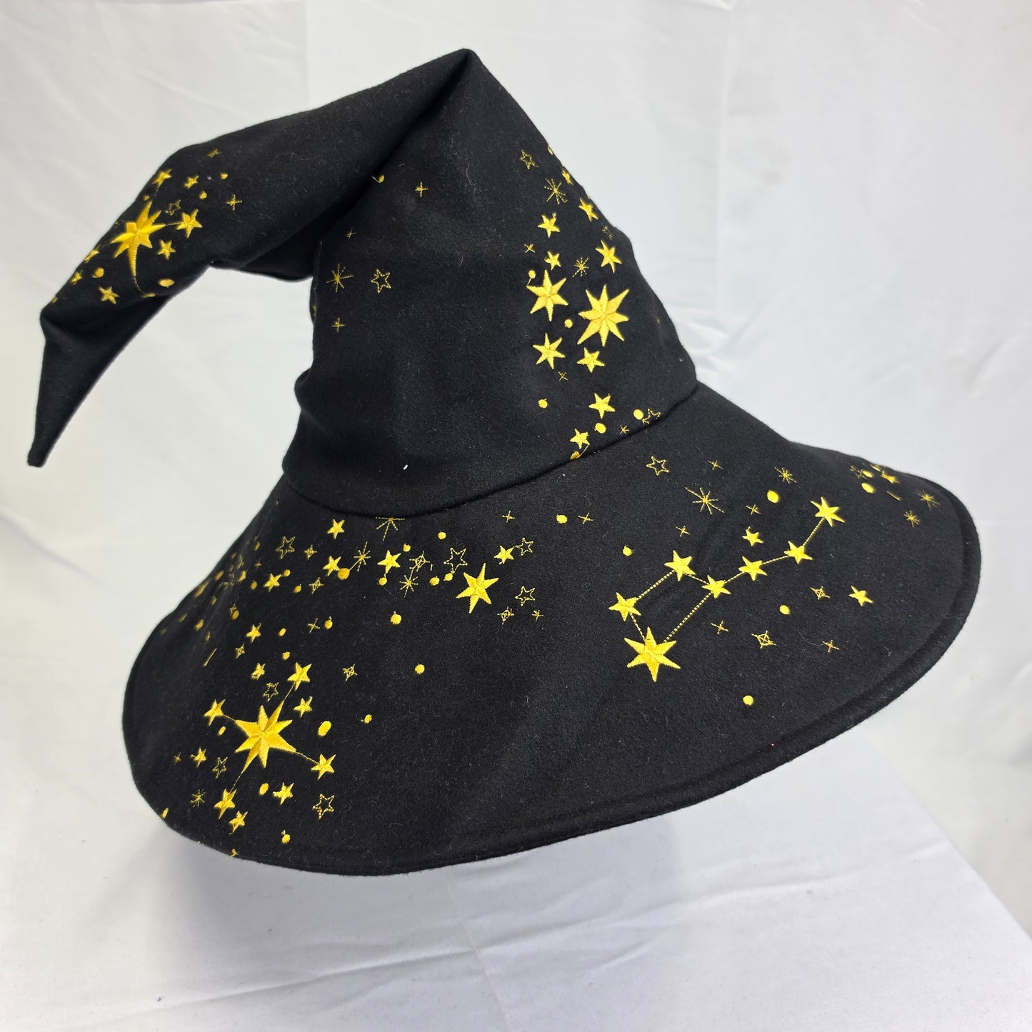 Embroidered Wizard Hat- Black with Stars
