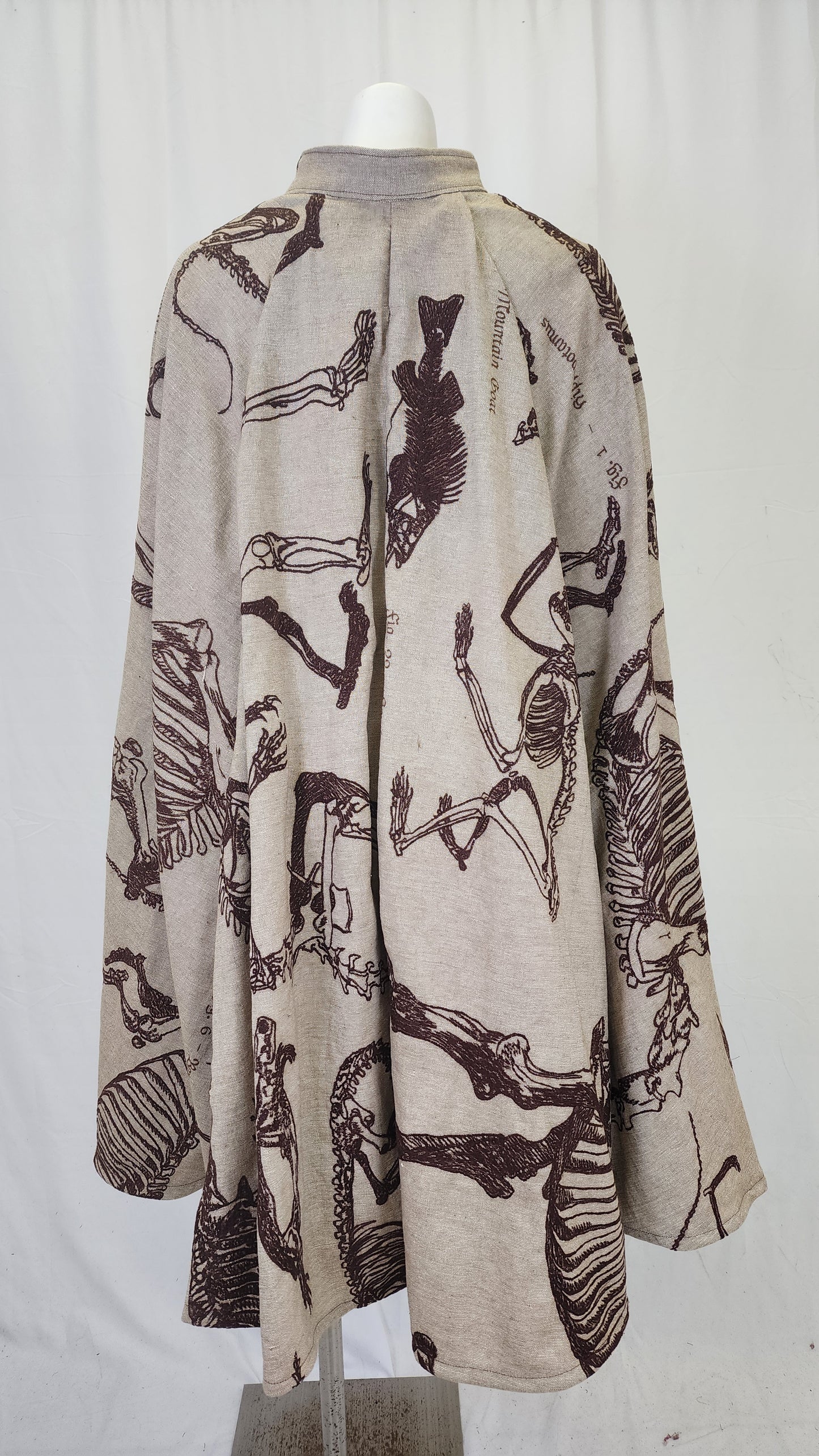 Market Day Cape- Brown Zooarchaeology Mid-Length Cape with Collar and Arm Slits