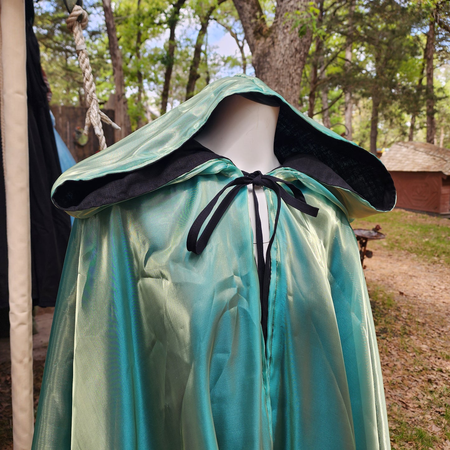 Spellslinger's Cloak- Aqua/gold Iridescent and Black