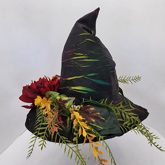 Black Rainbow with Mushrooms Floral Merry Mage Hat