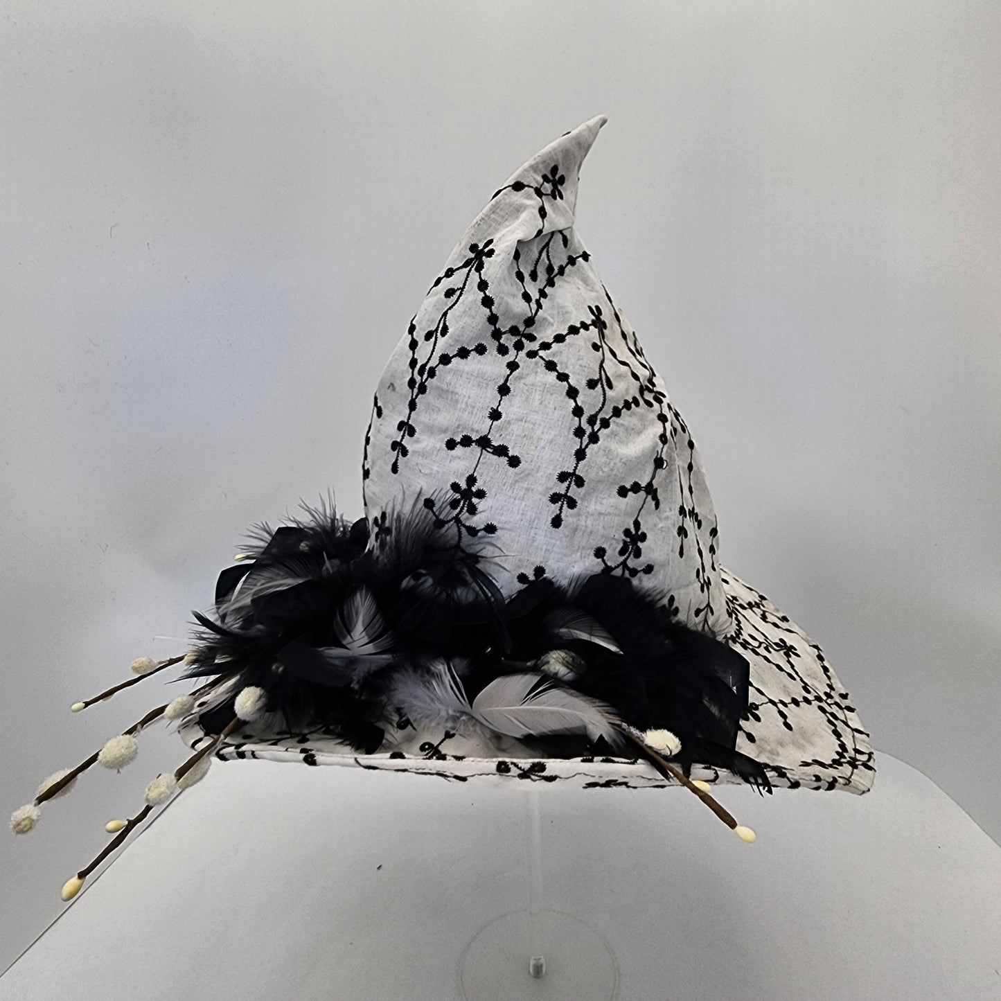 Baby Birds and Black Eyelet Floral Merry Mage Hat
