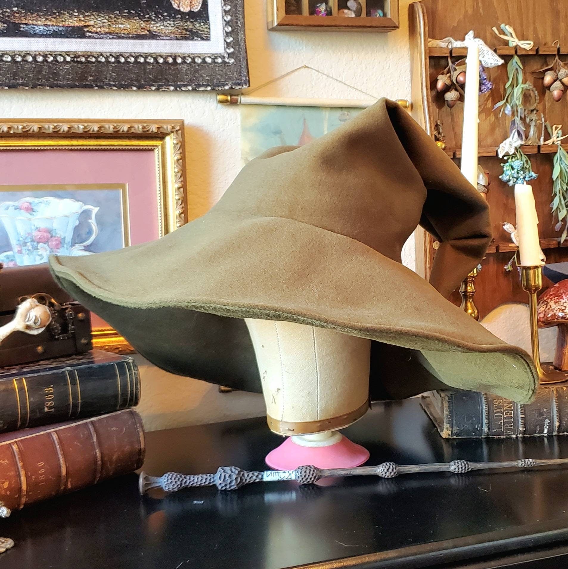 Wizard Hat- olive green – - Main Image