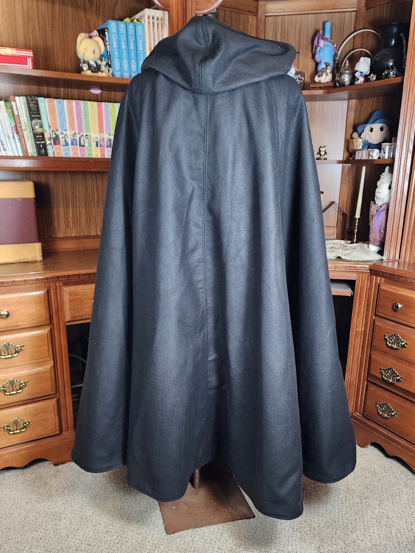 Winter Wanderer Cloak- Black full circle cloak with Black water resistant lining