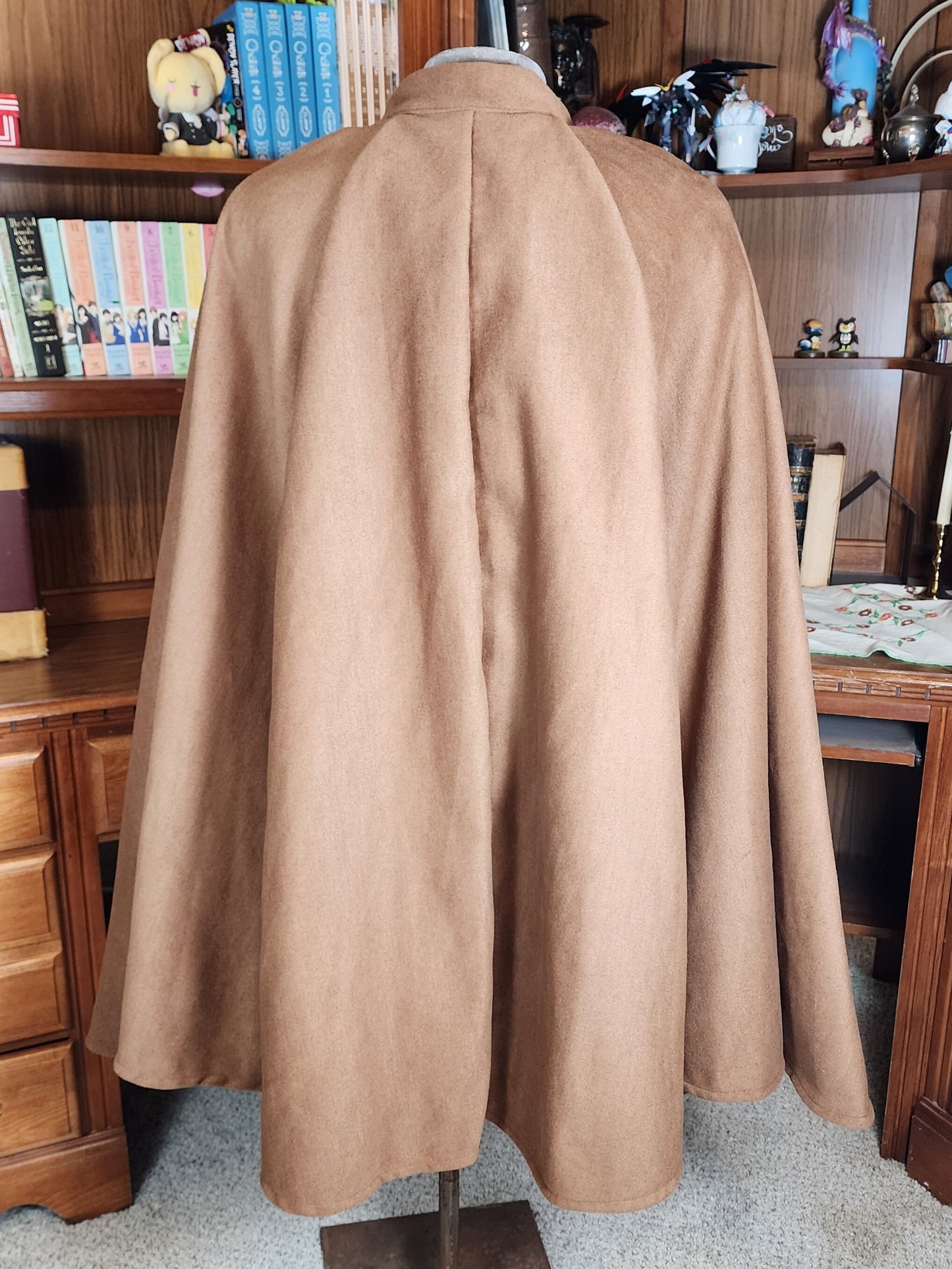 Market Day Cape- Brown Mid-Length Cape with Collar and Arm Slits