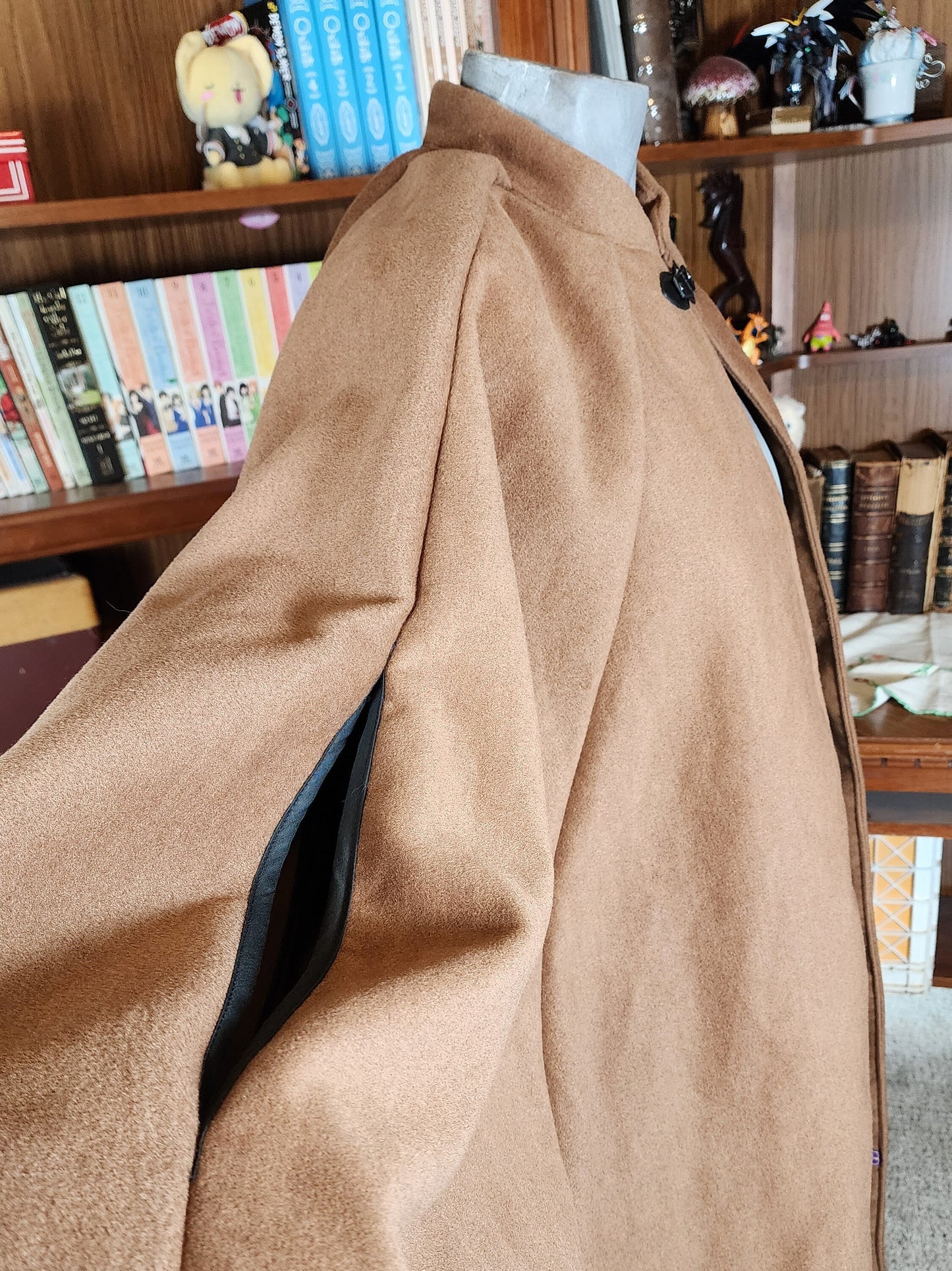 Market Day Cape- Brown Mid-Length Cape with Collar and Arm Slits