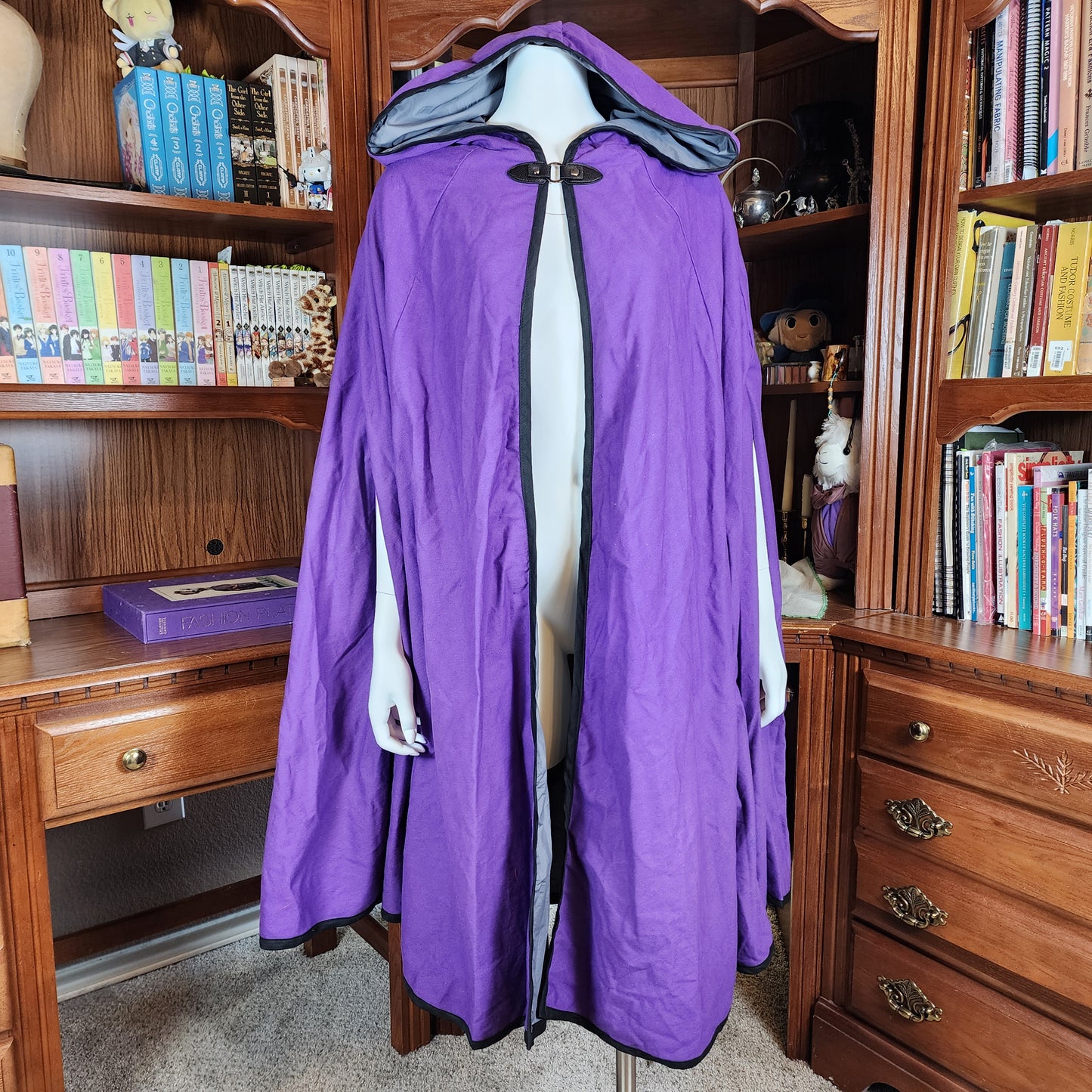 Traveler's Cloak- Royal Purple with Grey Lining