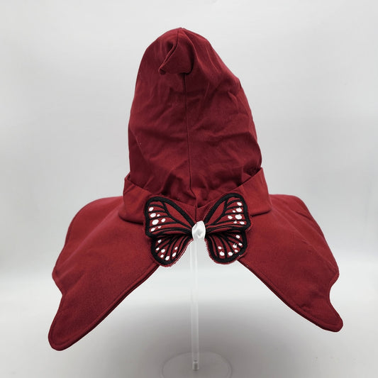 Butterfly Witch Hat- Red with Black and White Embroidery