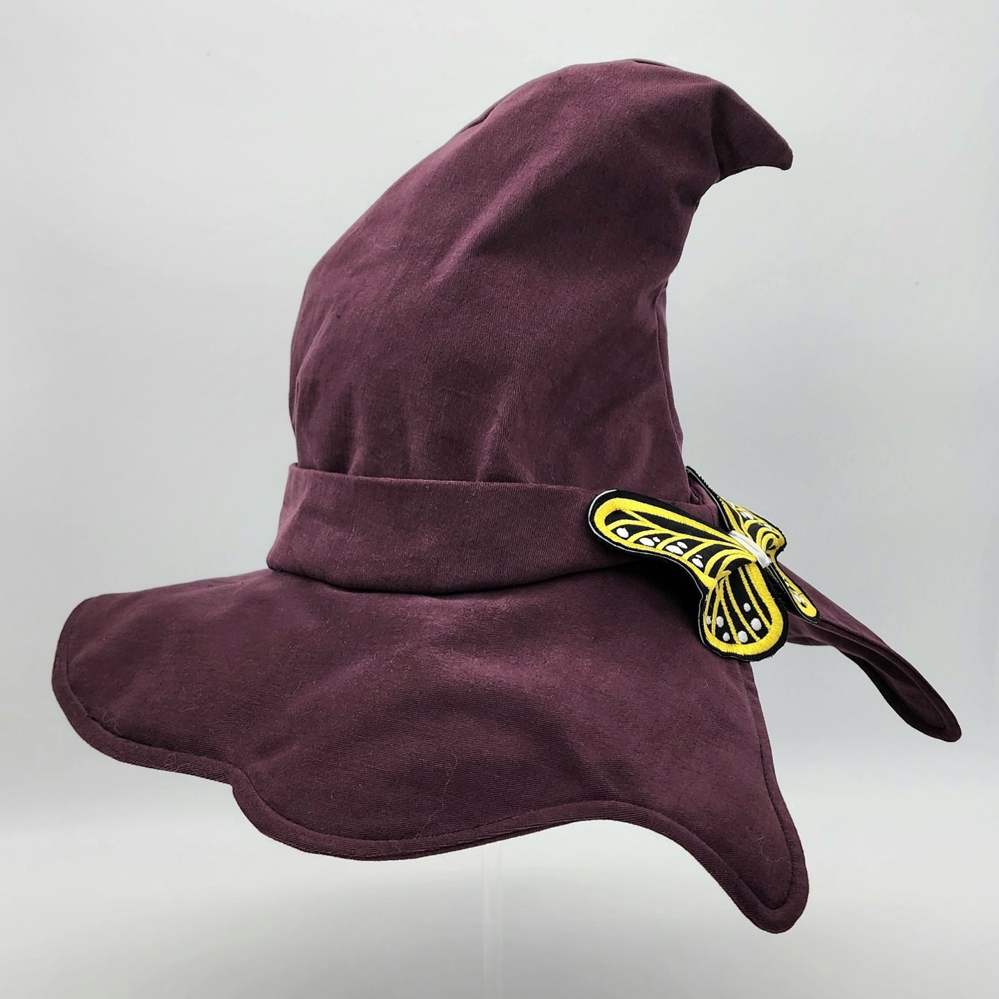 Butterfly Witch Hat- Plum with Gold and White Embroidery