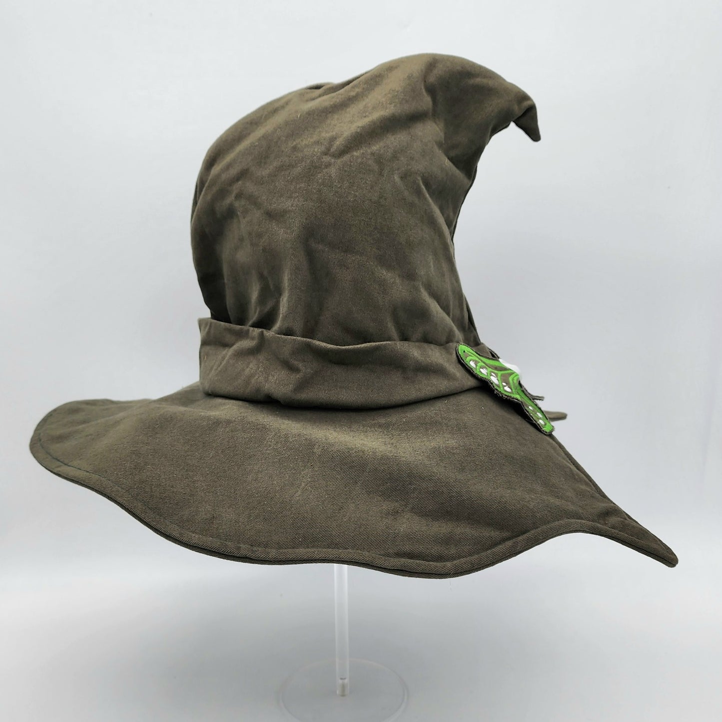 Butterfly Witch Hat- Olive Green with Green and White Embroidery