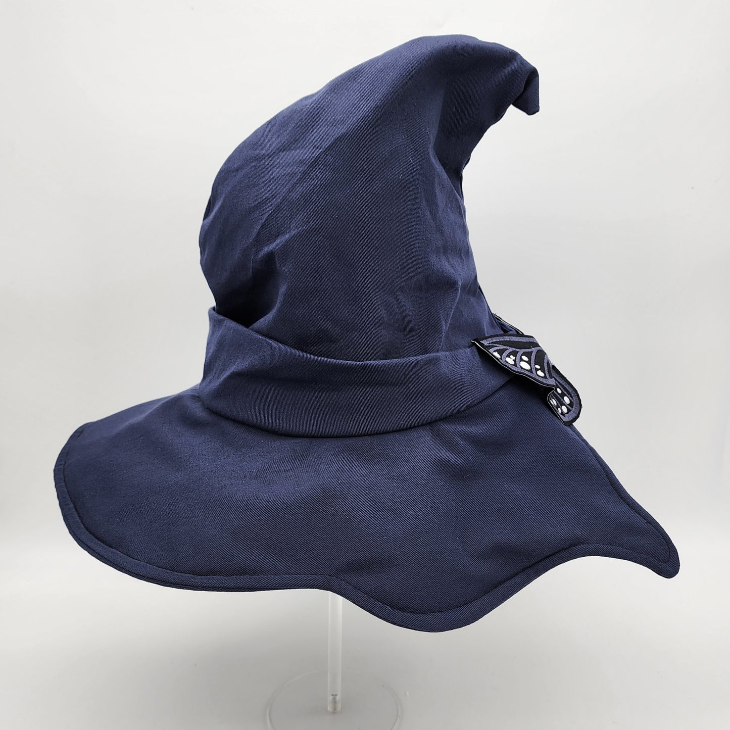 Butterfly Witch Hat- Navy with Navy and White Embroidery