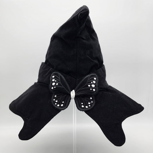 Butterfly Witch Hat- Black with Black and White Embroidery