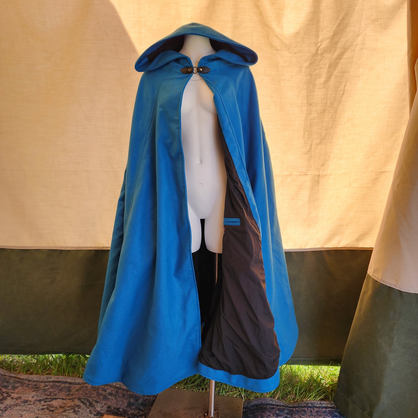 Winter Wanderer Cloak- Turquoise Cloak with Black Water Resistant Lining