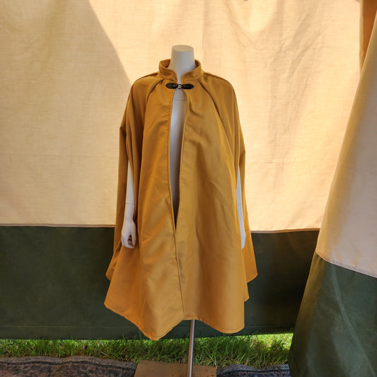 Market Day Cape- Yellow Mid-Length Cape with Collar and Arm Slits