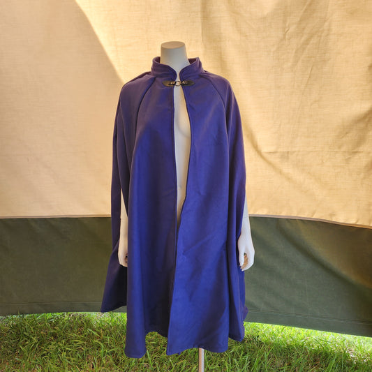 Market Day Cape- Navy Mid-Length Cape with Collar and Arm Slits