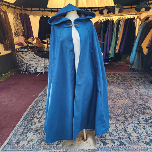 Winter Wanderer Cloak- Teal full circle cloak with Gret water resistant lining