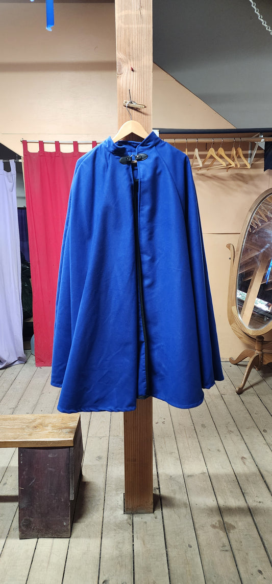 Market Day Cape- Royal Blue Mid-Length Cape with Collar and Arm Slits