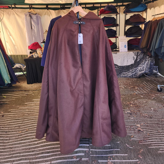 Winter Wanderer Cloak- Dark Brown circle cloak with Black water resistant lining