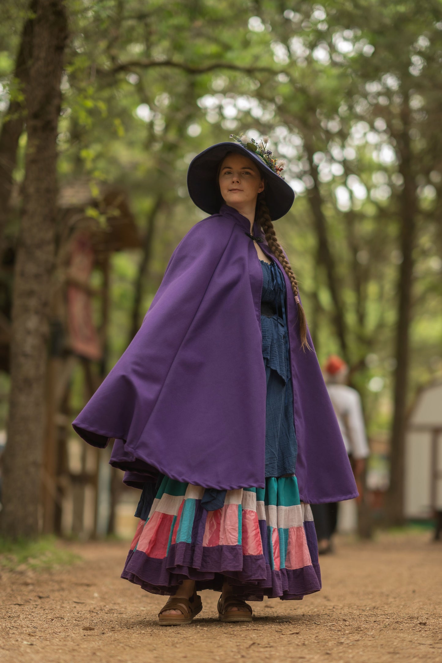 Market Day Cape- Royal Purple Mid-Length Cape with Collar and Arm Slits