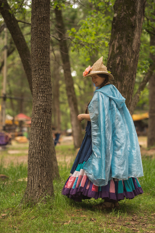 Fae Shimmer Cloak- Aqua Iridescent Metallic Organza