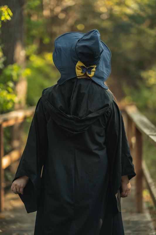 Butterfly Witch Hat- Navy with Gold Bow